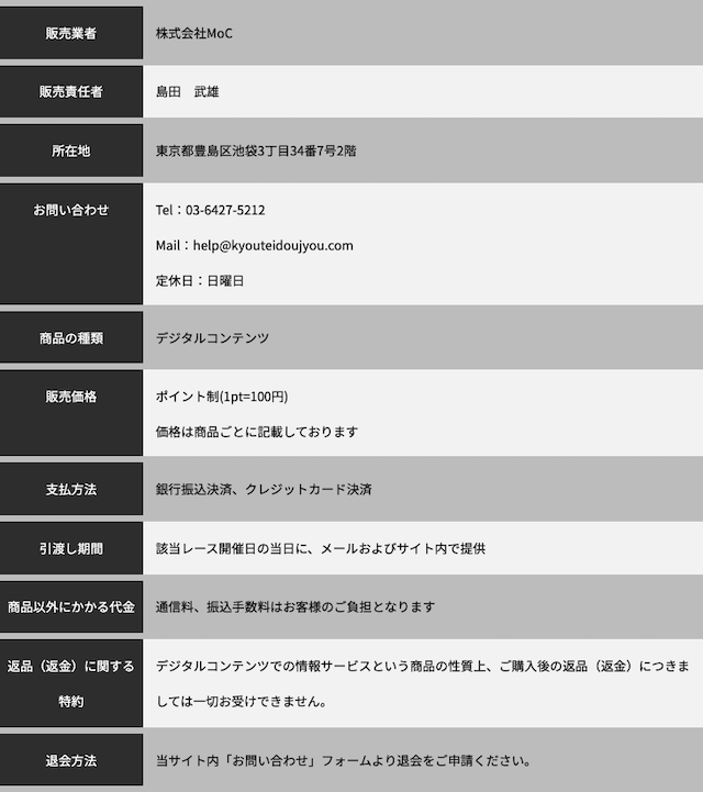 競艇道場の特商法