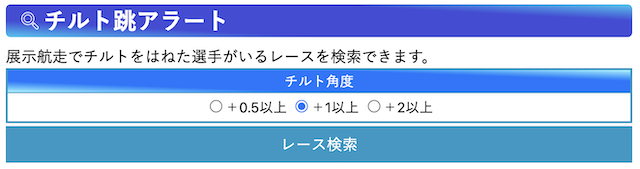 競艇日和のチルト跳アラート